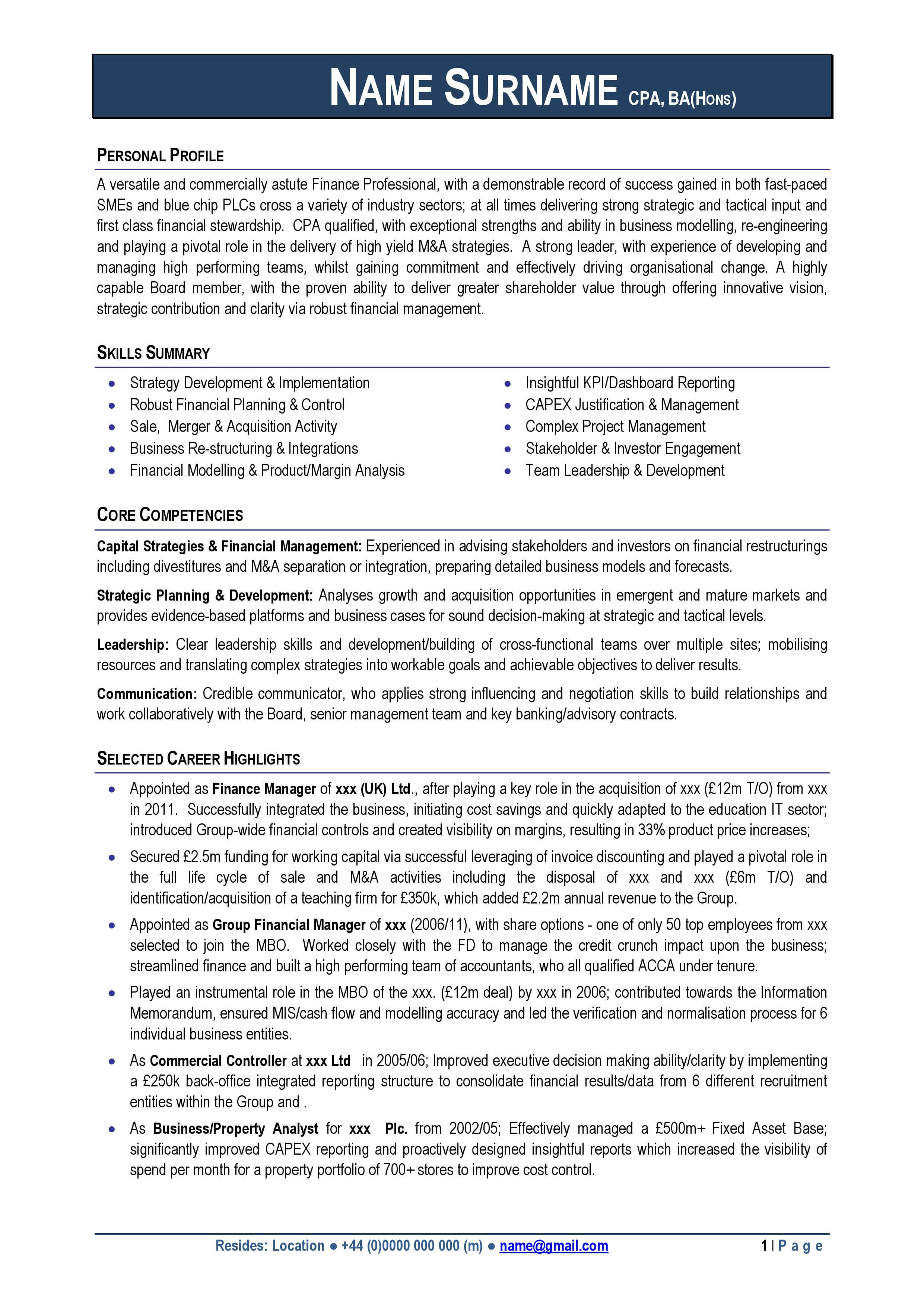 Professional CV Format Free Download For 2015 2016