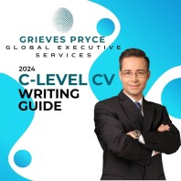 The image shows a senior level businessman with a description for the 2024 C-Level Guide to creating and writing a cv