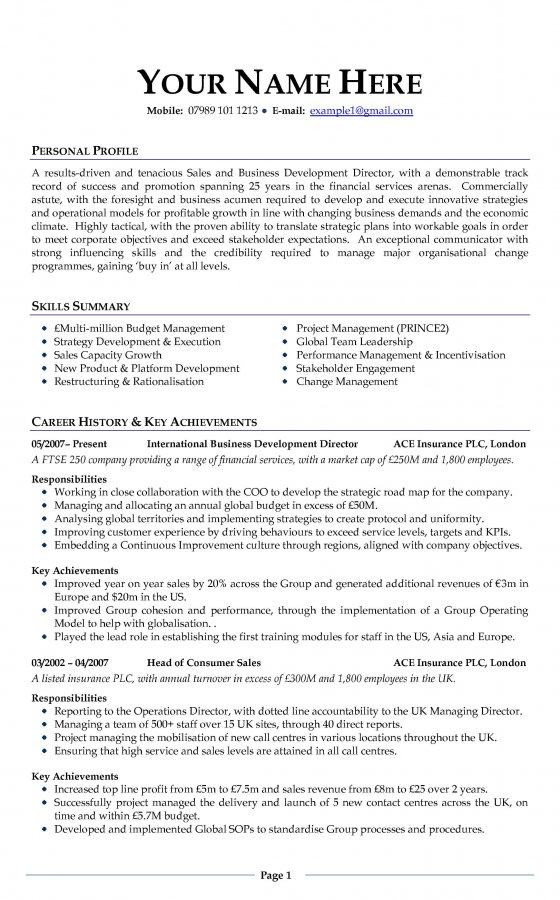 CV Examples Free Download